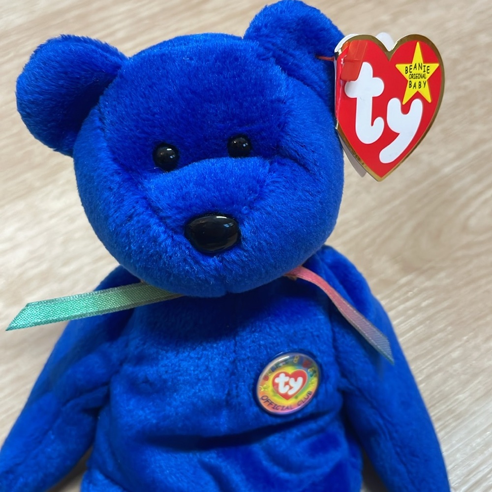 TY Beanie Baby 1998 "Clubby" The Bear" Retired Blue Plush Toy with Tag ~Mint~ - Picture 3 of 8